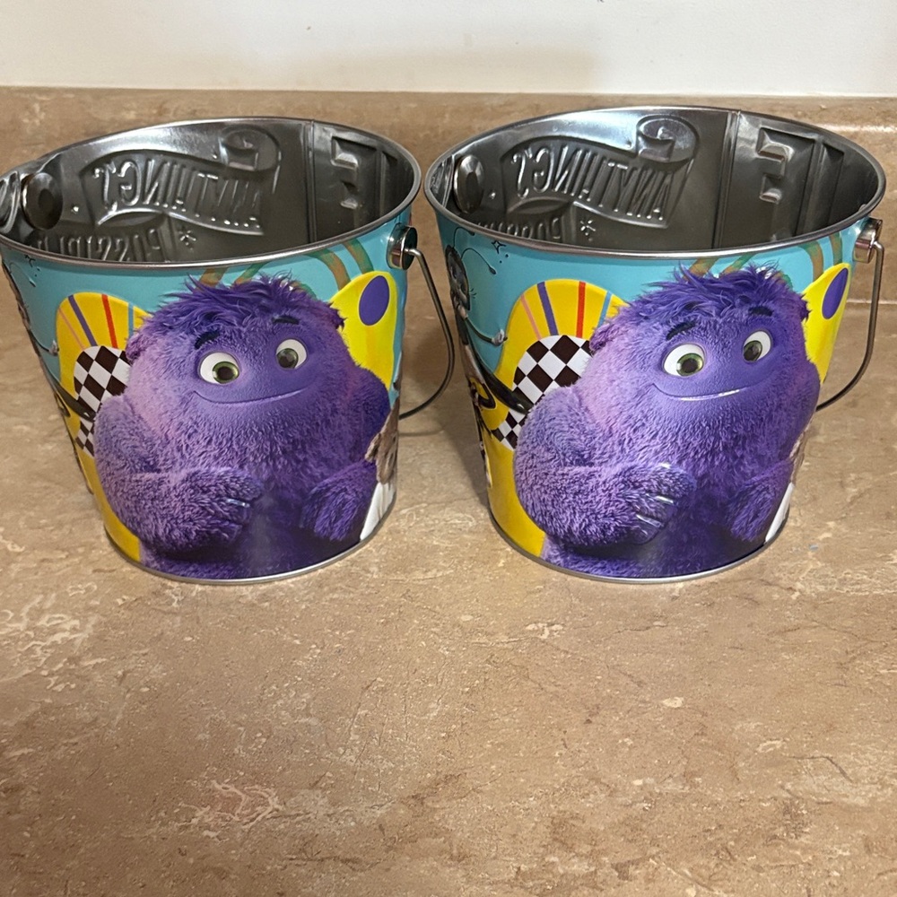 Purple Monster Themed Metal Buckets